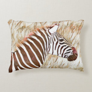 Rustic Watercolor Animal Zebra Decorative Cushion