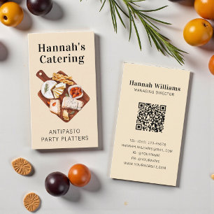 Rustic Watercolor Antipasto Platter Catering Busin Business Card