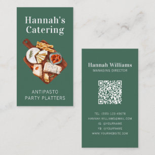 Rustic Watercolor Antipasto Platter Catering Business Card
