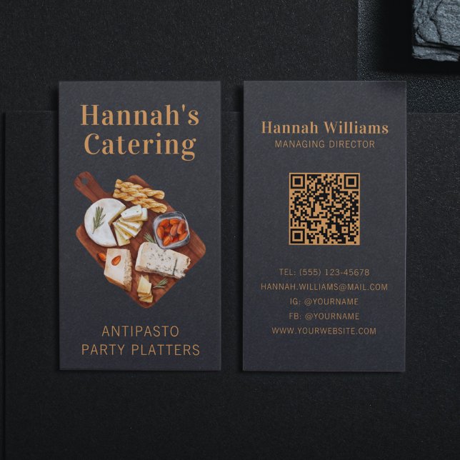 Rustic Watercolor Antipasto Platter Catering Business Card (Creator Uploaded)