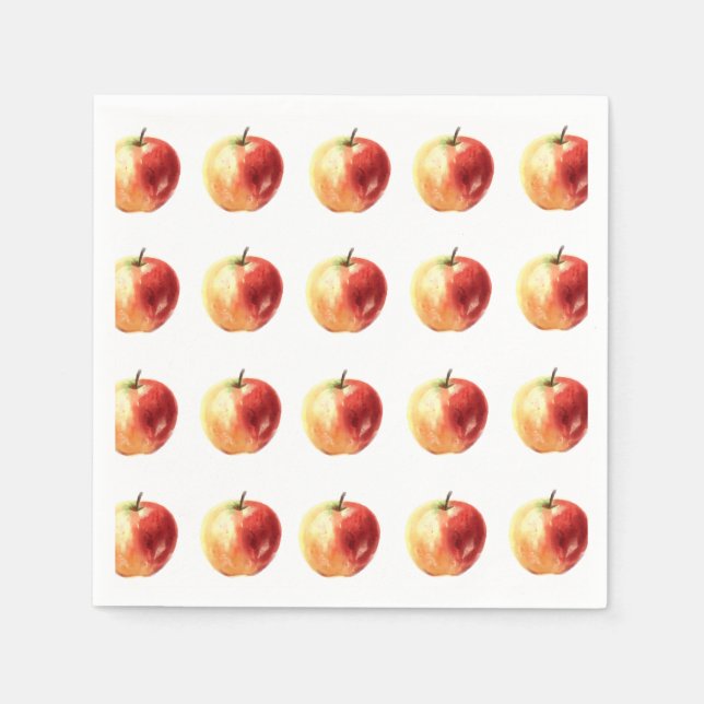 Rustic Watercolor Apple Pattern Napkins (Front)