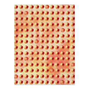 Rustic Watercolor Apple Pattern Poster