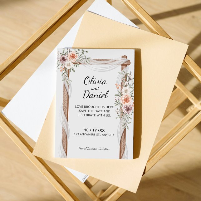 Rustic Watercolor Arch Boho Wedding Save The Date (Creator Uploaded)