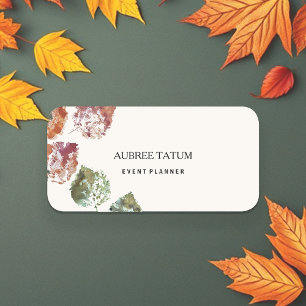 Rustic Watercolor Art Falling Leaves Autumn Name Tag