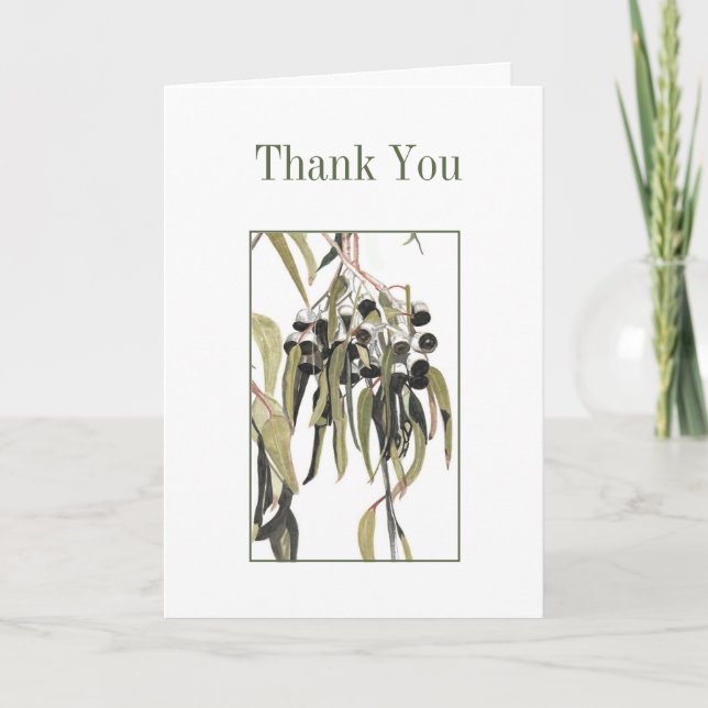 Rustic Watercolor Australian Gumnuts Thank You Card (Front)