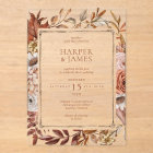 Rustic Watercolor Autumn Floral Frame Wedding