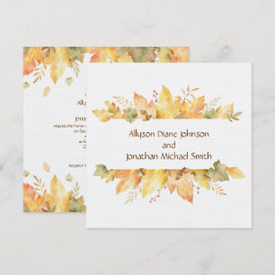 Rustic Watercolor Autumn Leaves Square Invitation