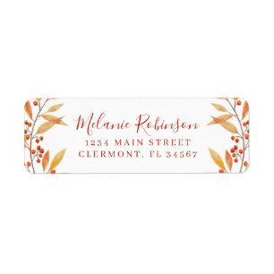 Rustic Watercolor Autumn Return Address Label