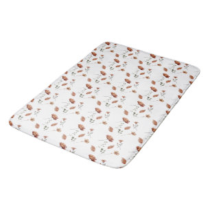 Rustic Watercolor Autumn Wildflower Bath Mat