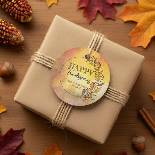 Rustic Watercolor Autumn Wreath Thanksgiving Favour Tags