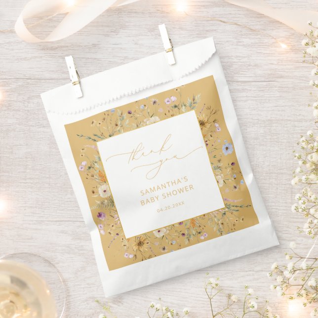 Rustic Watercolor Baby Shower Thank You Favour Bag (Clipped)