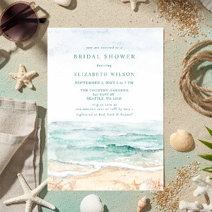 Rustic Watercolor Beach Bridal Shower Invitation