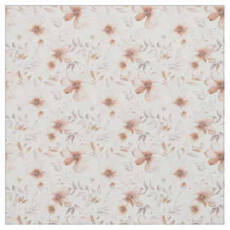 Rustic Watercolor Beige Floral Elegance Fabric