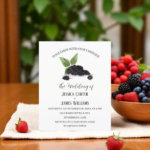 Rustic Watercolor Blackberries Wedding Invitation