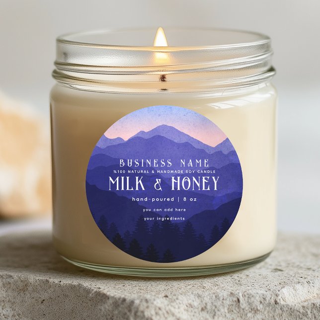 Rustic Watercolor Blue Mountain Candle Label (Creator Uploaded)