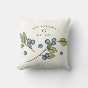 Rustic Watercolor Blueberry Custom Cushion