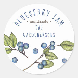 Rustic Watercolor Blueberry Jam Classic Round Stic Classic Round Sticker