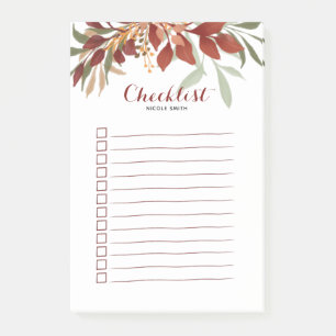 Rustic Watercolor Bohemian Fall Calligraphy Post-it Notes