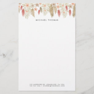 Rustic Watercolor Boho Floral Personalised Stationery