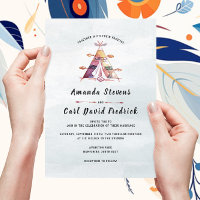 Rustic Watercolor Boho Tipi Tent Wedding