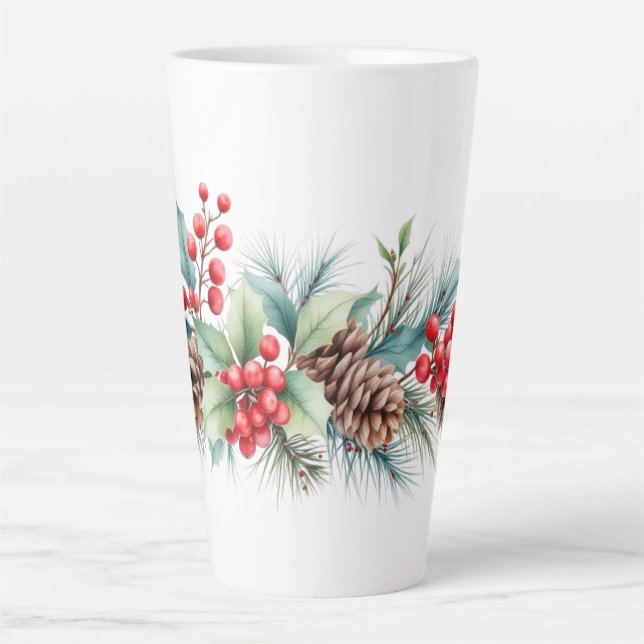 Rustic Watercolor Border Latte Mug (Front)