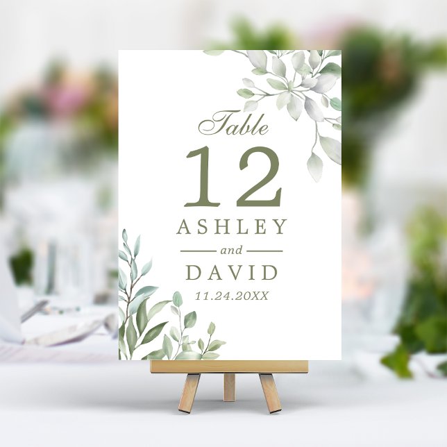 Rustic Watercolor Botanical Floral Table Number (Creator Uploaded)