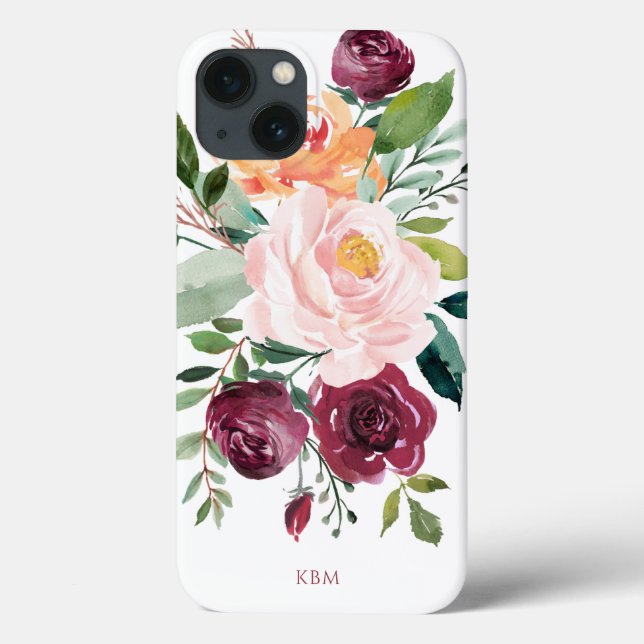 Rustic Watercolor Botanical with Monogram Case-Mate iPhone Case (Back)