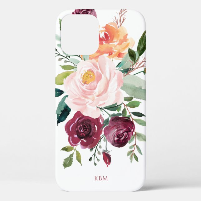 Rustic Watercolor Botanical with Your Monogram Case-Mate iPhone Case (Back)