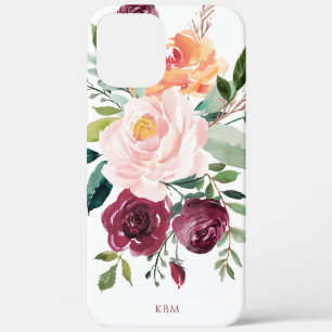 Rustic Watercolor Botanical with Your Monogram iPhone 12 Pro Max Case
