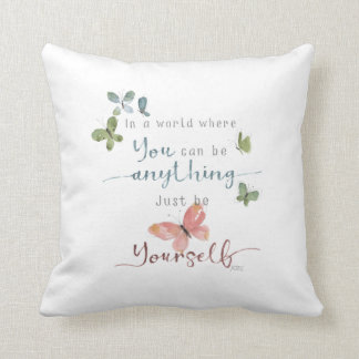 Rustic Watercolor Butterflies Quote Cushion