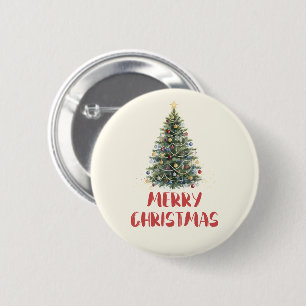 Rustic Watercolor Christmas Tree Xmas Holidays 6 Cm Round Badge