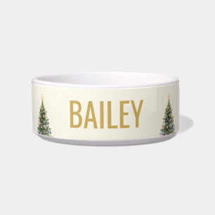 Rustic Watercolor Christmas Tree Xmas Holidays Bowl