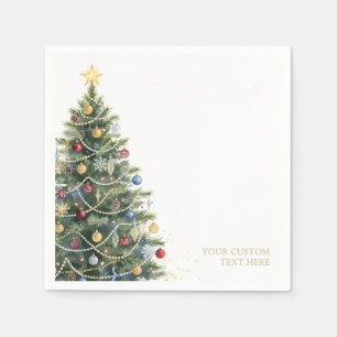 Rustic Watercolor Christmas Tree Xmas Holidays Napkin