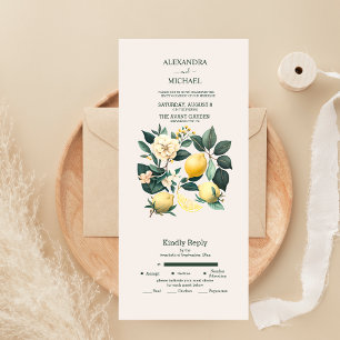 Rustic Watercolor Citrus Wedding  All In One Invit Invitation