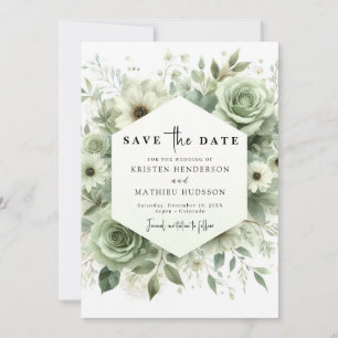 Rustic Watercolor Classic Sage Green Wedding Save The Date
