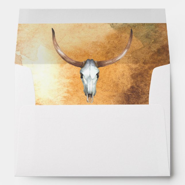 Rustic Watercolor Cow Steer Skul Envelope (Back (Bottom))