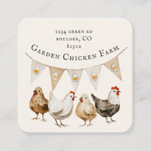 Rustic Watercolor Crest Farmhouse Square Business Card