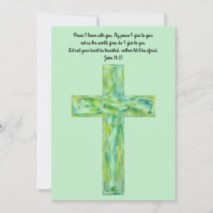 Rustic Watercolor Cross Peace Bible Verse Card