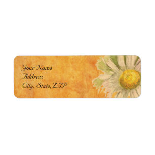 Rustic Watercolor Daisies on Parchment Return Address Label