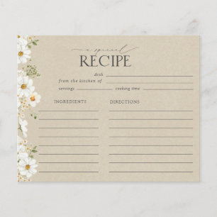 Rustic Watercolor Daisy Bridal Shower Recipe Card