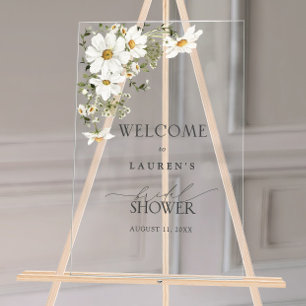Rustic Watercolor Daisy Bridal Shower Welcome Acrylic Sign