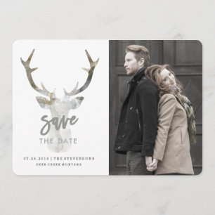 RUSTIC WATERCOLOR DEER   SAVE THE DATE