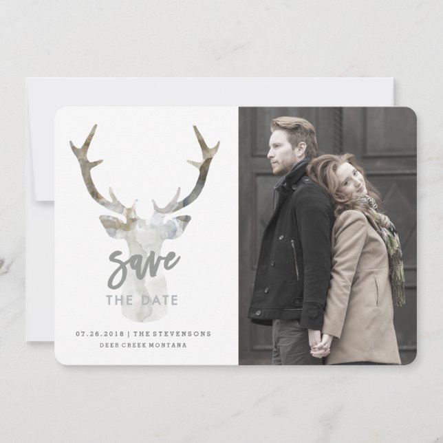 RUSTIC WATERCOLOR DEER | SAVE THE DATE (Front)