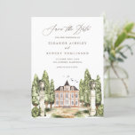 Rustic Watercolor English Manor House Save The Date<br><div class="desc">Announce your wedding date to family and friends with this customisable save the date flat card. It features a scenic watercolour illustration of a classic English manor with greenery and birds accents. Personalise this classic save the date card by adding your own wedding details. This watercolour manor save the date...</div>