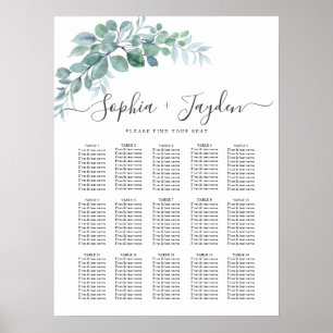 Rustic Watercolor Eucalyptus Greenery Wedding Poster