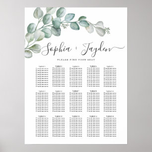 Rustic Watercolor Eucalyptus Greenery Wedding Poster
