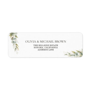 Rustic Watercolor Eucalyptus Greenery Wedding Return Address Label