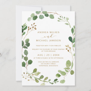 Rustic Watercolor Eucalyptus Greenery Wood Wedding Invitation