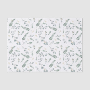 Rustic Watercolor Eucalyptus Leaf Pattern Tissue Paper