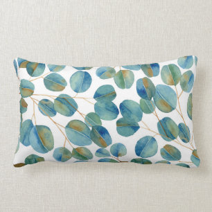 Rustic Watercolor Eucalyptus Leaves   Lumbar Cushion
